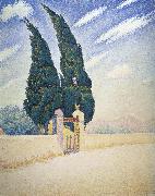Paul Signac two cypresses mistral France oil painting artist